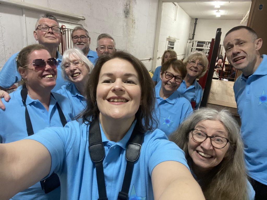 Picture of some of our members, backstage before our performance at The Red Squirrel Variety Show, April 2024.